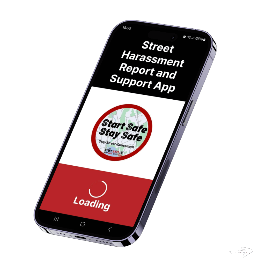 Image of an phone with the home screen of Start Safe Stay Safe App